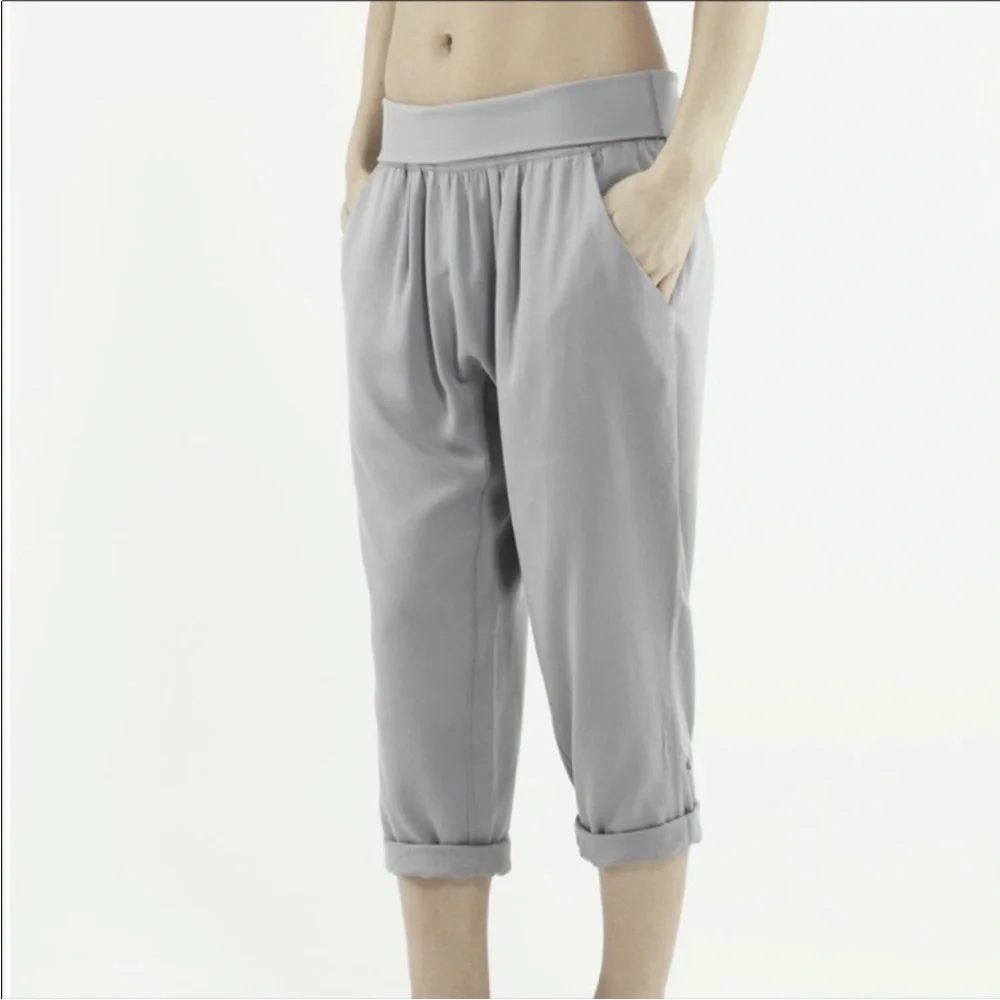Lululemon Fossil Gray Tencel Post Power Pants Fold Over S 4